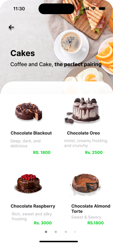 Coffee Mobile App Cake Category Layout